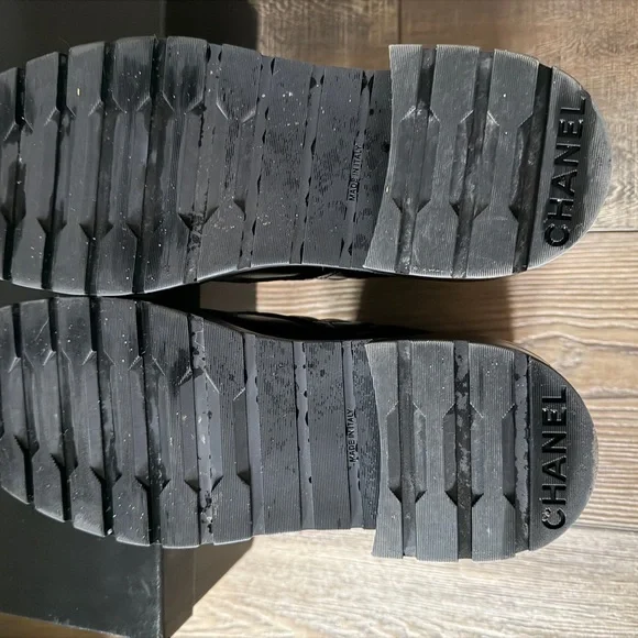 CHANEL Black Quilted Combat Boots - Picture 5 of 9